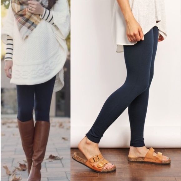 Pants - NAVY BLUE FLEECED LINED LEGGINGS